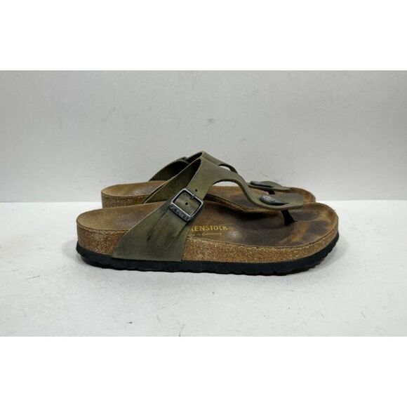 Birkenstock Gizeh Thong Sandal Green Oiled Leather Women's Size 7 / 38 - Picture 1 of 8
